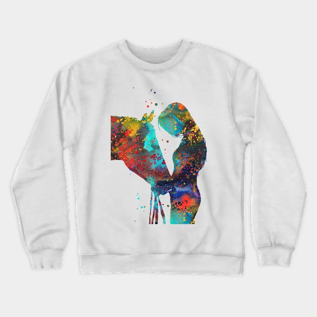 Girl with horse Crewneck Sweatshirt by RosaliArt